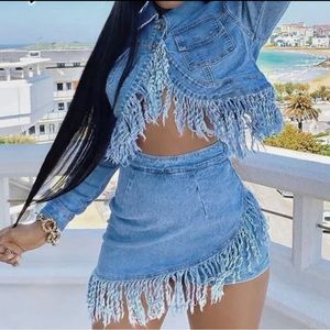 Only highlights denim short set
